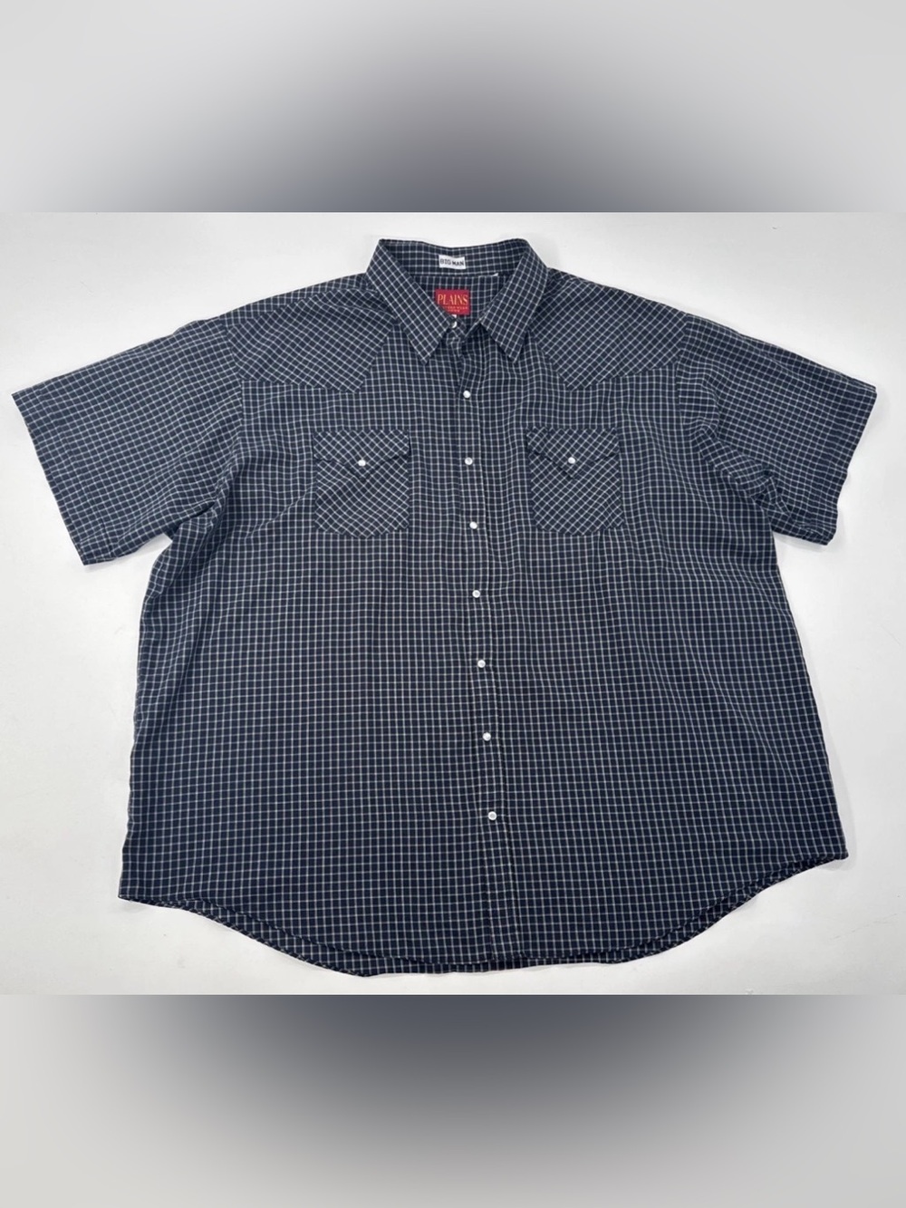 Plains Western Wear Pearl Snap Shirt Big Mens 3XL Short Sleeve Plaid Lightweight